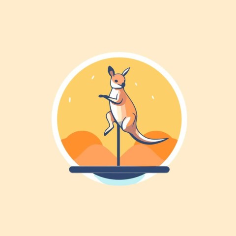 Kangaroo on a seesaw. Flat style vector illustration.