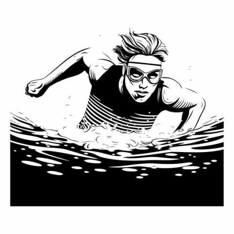 Swimmer in the water. Vector illustration ready for vinyl cuttin