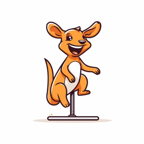 Cartoon kangaroo standing on a stand. Vector illustration.