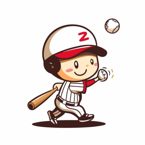 Baseball Player Cartoon Mascot Character Vector Illustration Gra