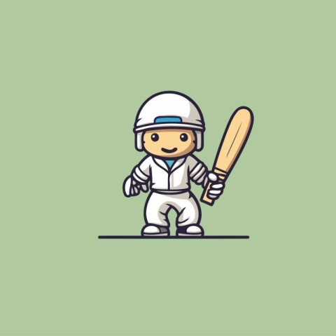 Cricket player with bat and ball. Vector illustration in flat st