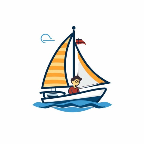 Sailing boat icon on white background. Sailboat vector illustrat