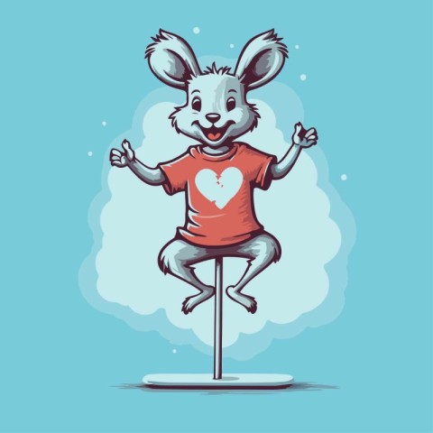 Cute cartoon rabbit with heart. vector illustration for t-shirt