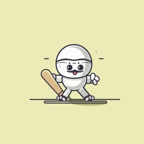 Cricket mascot design vector. Cute cricket player with bat.