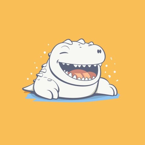 Cute cartoon crocodile. Vector illustration. Isolated on yellow