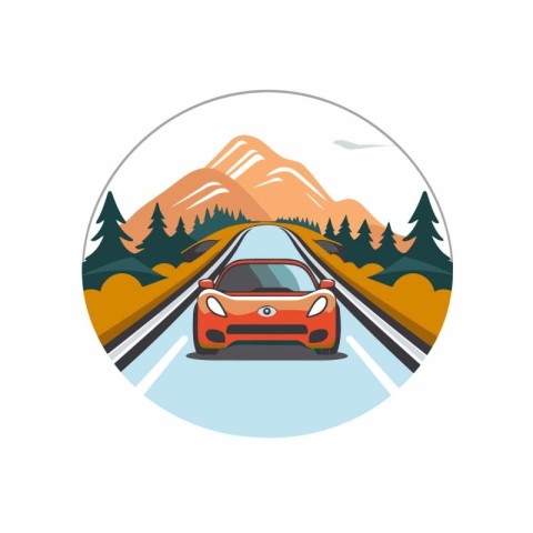 Car on the road. Vector illustration in a flat style. Car on the