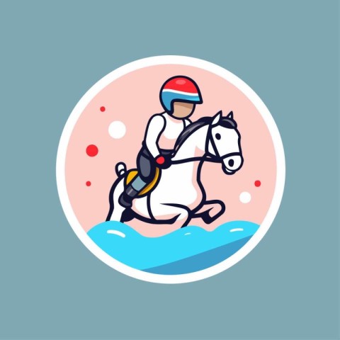 Horse riding round icon. vector illustration. Flat design style.