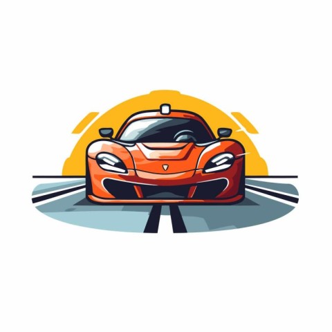 Car on the road. Vector illustration of a sports car on the road