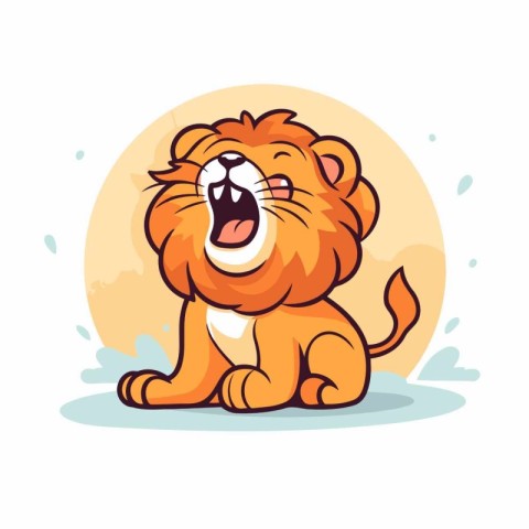 Cartoon lion isolated on white background. Vector illustration i