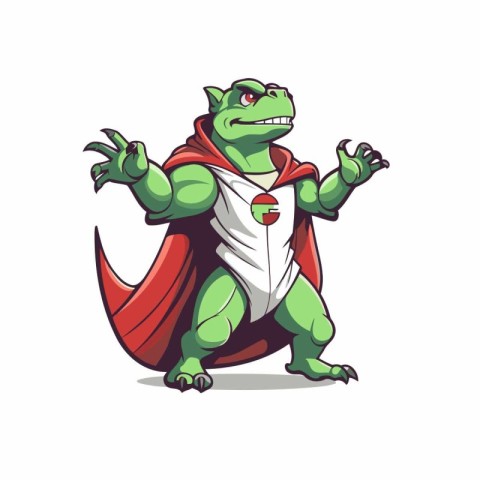 Superhero frog cartoon character. Vector illustration isolated o