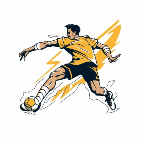 Soccer player kicking the ball. vector illustration isolated on