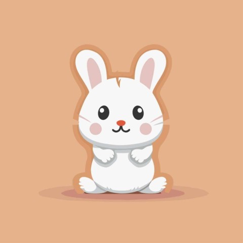 Cute white rabbit cartoon character. Vector illustration for you