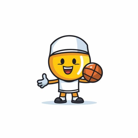 Cheerful Basketball Player Cartoon Mascot Character Vector Illus