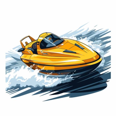 Vector illustration of a water scooter on the background of the