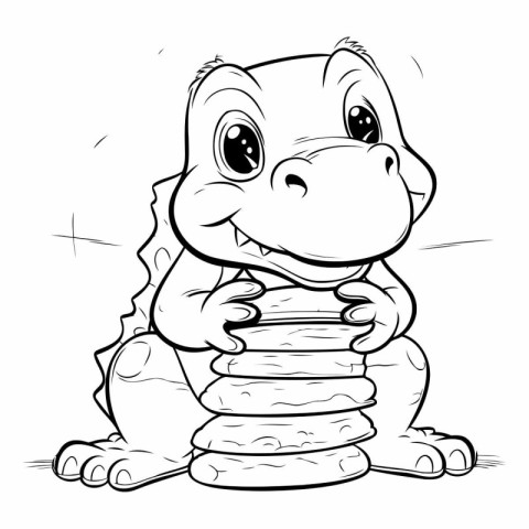 Vector illustration of Cartoon crocodile with a stack of books o