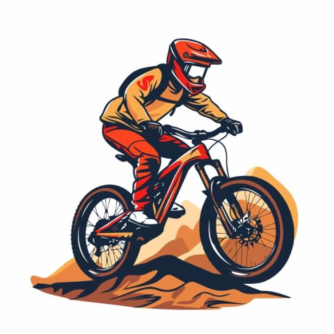 Mountain biker on the road. Vector illustration of a mountain bi