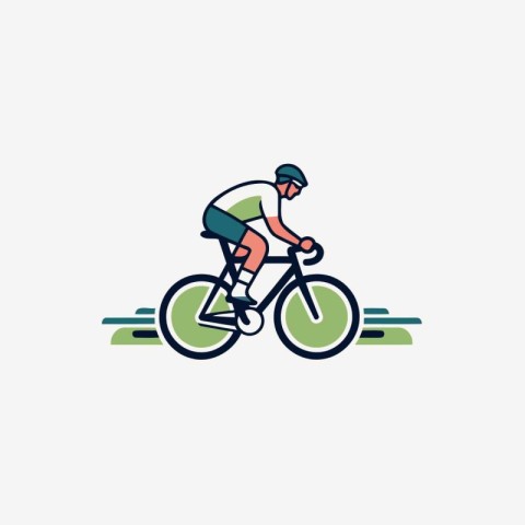 Cyclist icon. Vector illustration of a cyclist riding a bicycle.