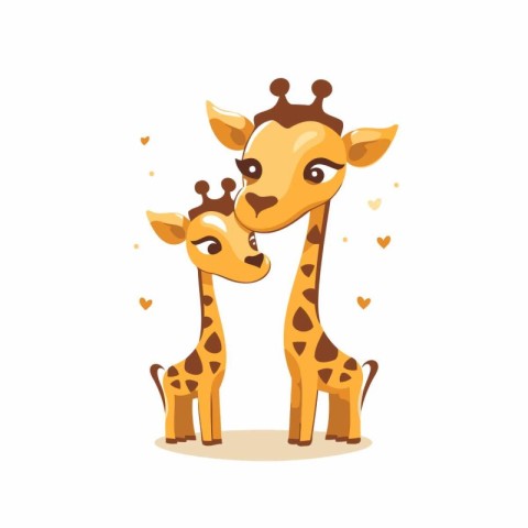 Cute cartoon giraffe couple vector Illustration on a white backg