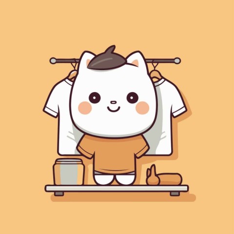 Cute cat in a t-shirt on a hanger.