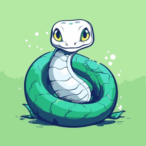 Cute snake. Vector illustration of a snake on a green background