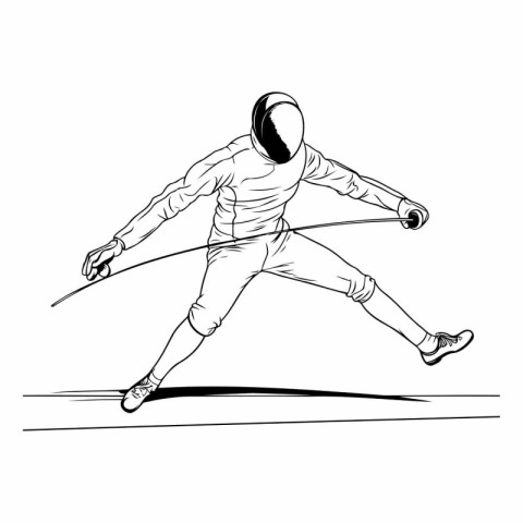 Fencing sport vector sketch. Hand drawn illustration of a fencin