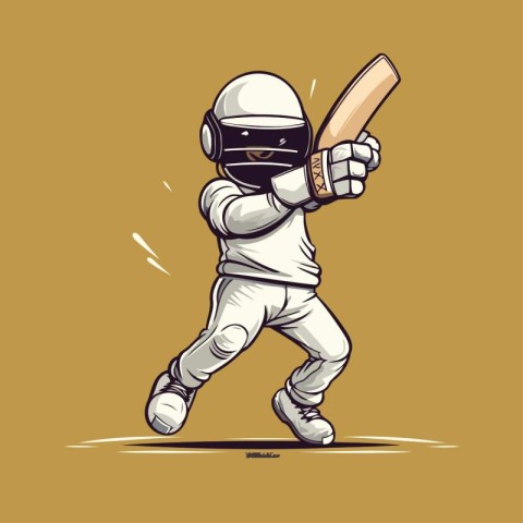 Cricket player with bat. Vector illustration of a cricket player