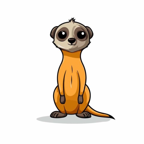 Cute meerkat cartoon isolated on white background. Vector illust