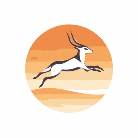 Running gazelle logo design template. Elegant wild animal vector