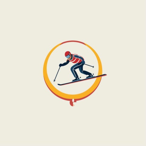 Skiing icon. Vector illustration. Flat design style eps 10