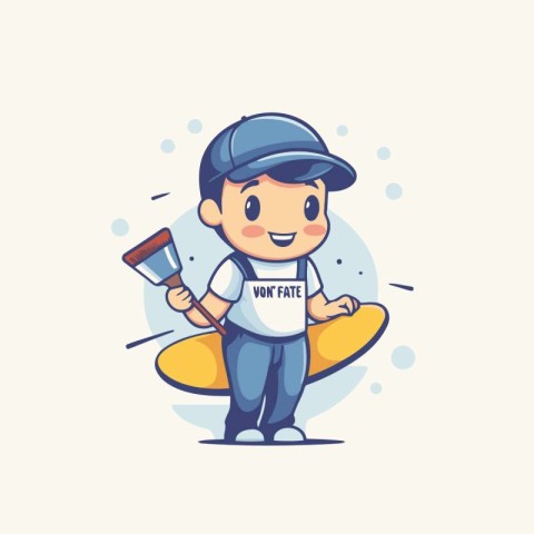 Illustration of a boy with a jet ski and a paint brush