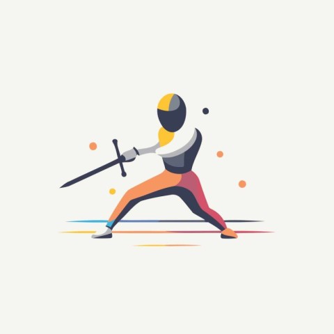 Fencing sport vector illustration. Flat style design with black