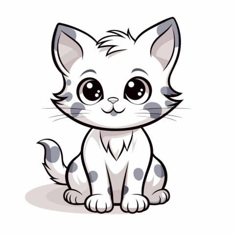 Cute cartoon cat. Vector illustration isolated on a white backgr