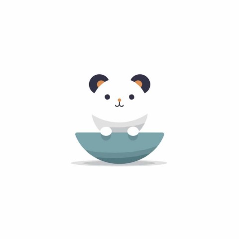 Cute panda in bowl. Vector illustration in flat style.