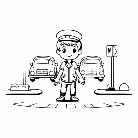 Cartoon Illustration of a Traffic Police Officer or Policeman Ve