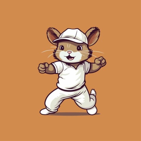 Cute cartoon hamster in a white uniform. Vector illustration.