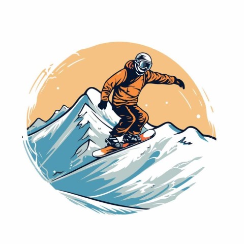 Snowboarder in action. extreme sport. Vector Illustration.