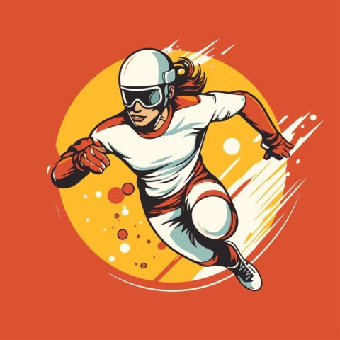 Baseball player with helmet and ball. vector sport illustration.