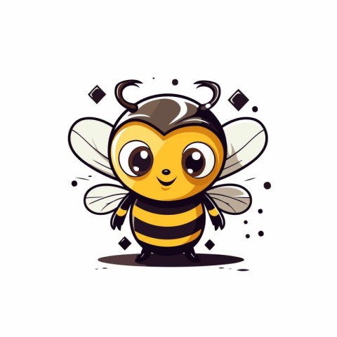 Cute cartoon bee isolated on a white background. Vector illustra