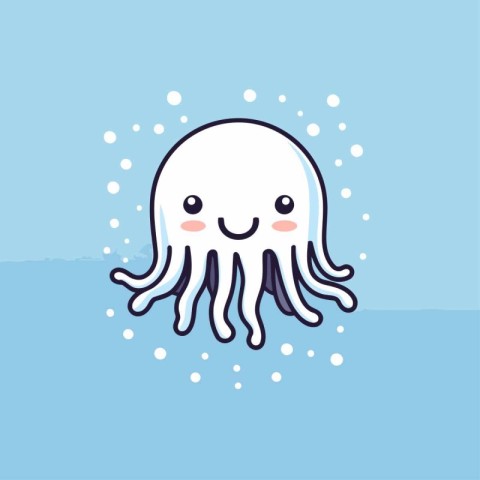 Cute cartoon jellyfish. Vector illustration in a flat style.