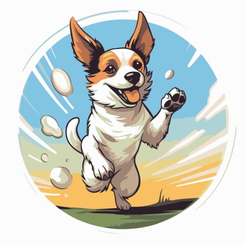 Vector illustration of a cute Jack Russell Terrier running in th