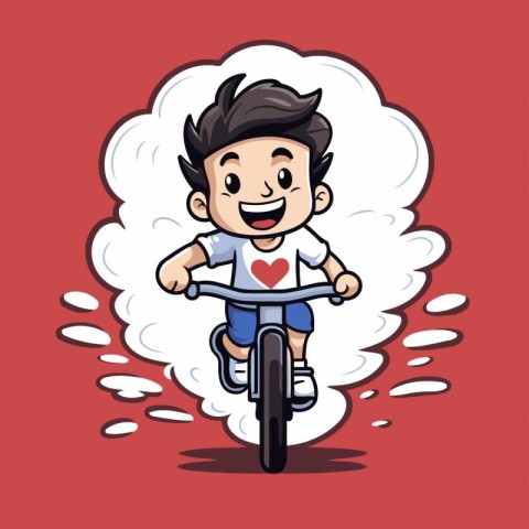 Boy riding a bike. Vector illustration of a boy riding a bicycle