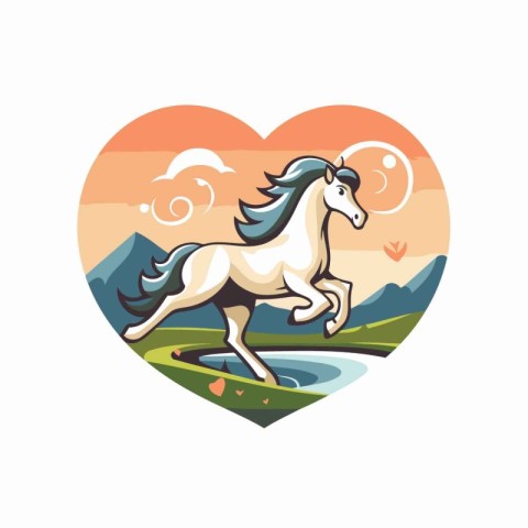 Horse in the shape of a heart. Vector illustration on white back