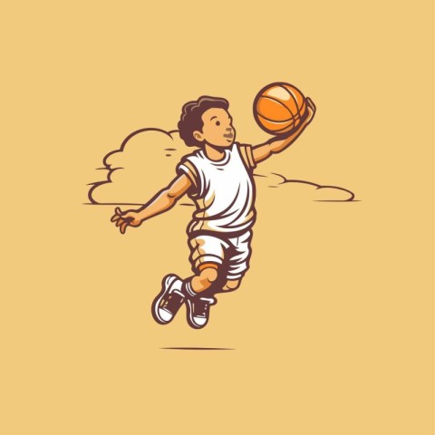 Basketball player with ball. Vector illustration of basketball p