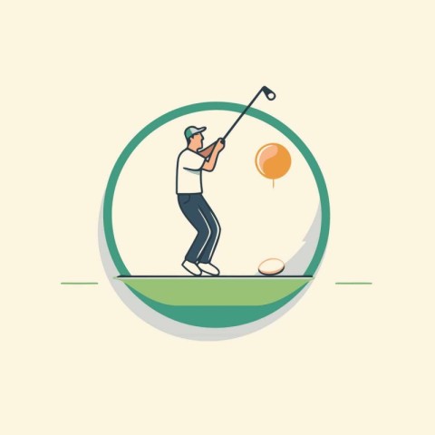 Golfer playing golf. Vector illustration in flat design style.