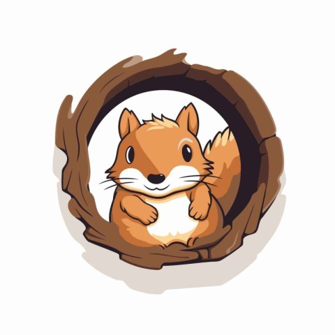 Squirrel in a hole. Vector illustration of a squirrel in a hole.