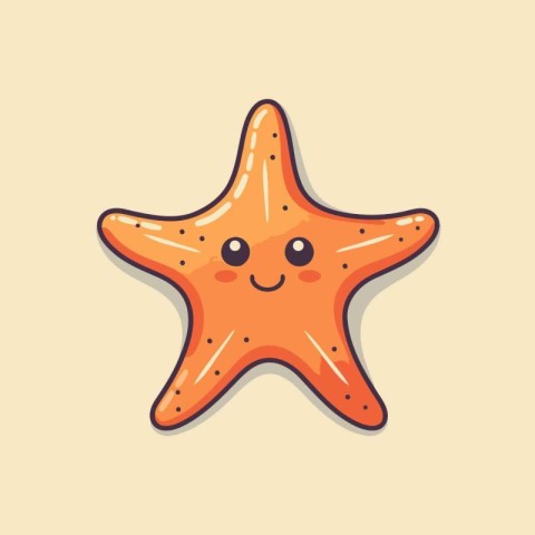 Cute starfish. Cute cartoon character. Vector illustration.