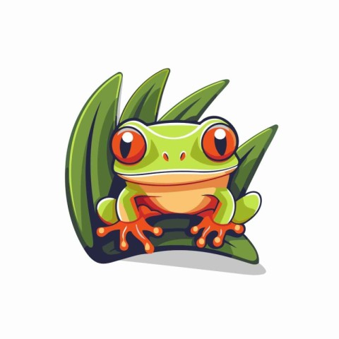 Frog character cartoon in the jungle vector illustratrion.
