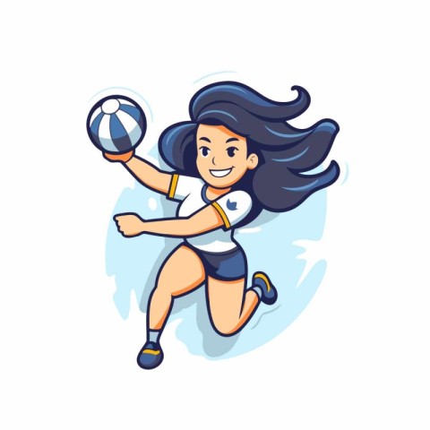 Volleyball Player Girl Cartoon Character Vector Illustration on