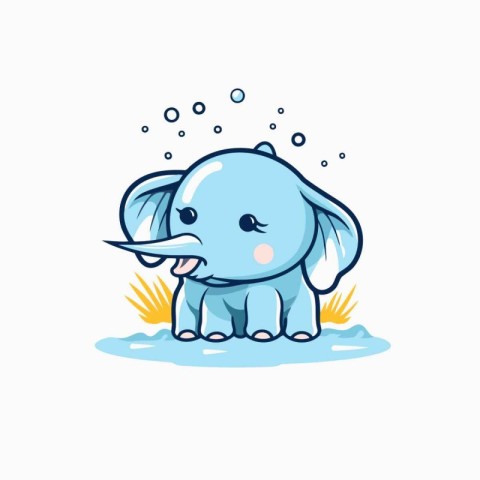 Cute Cartoon Elephant. Vector Illustration. Isolated on White Ba