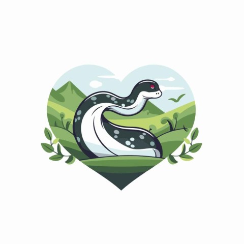 Raptor in the shape of a heart. Vector illustration.